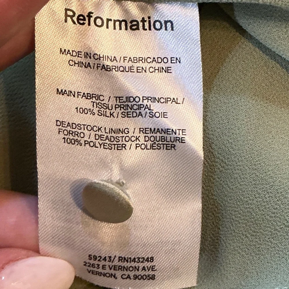 Reformation Niamh Silk Maxi Dress Green 12 NWT - Picture 9 of 12